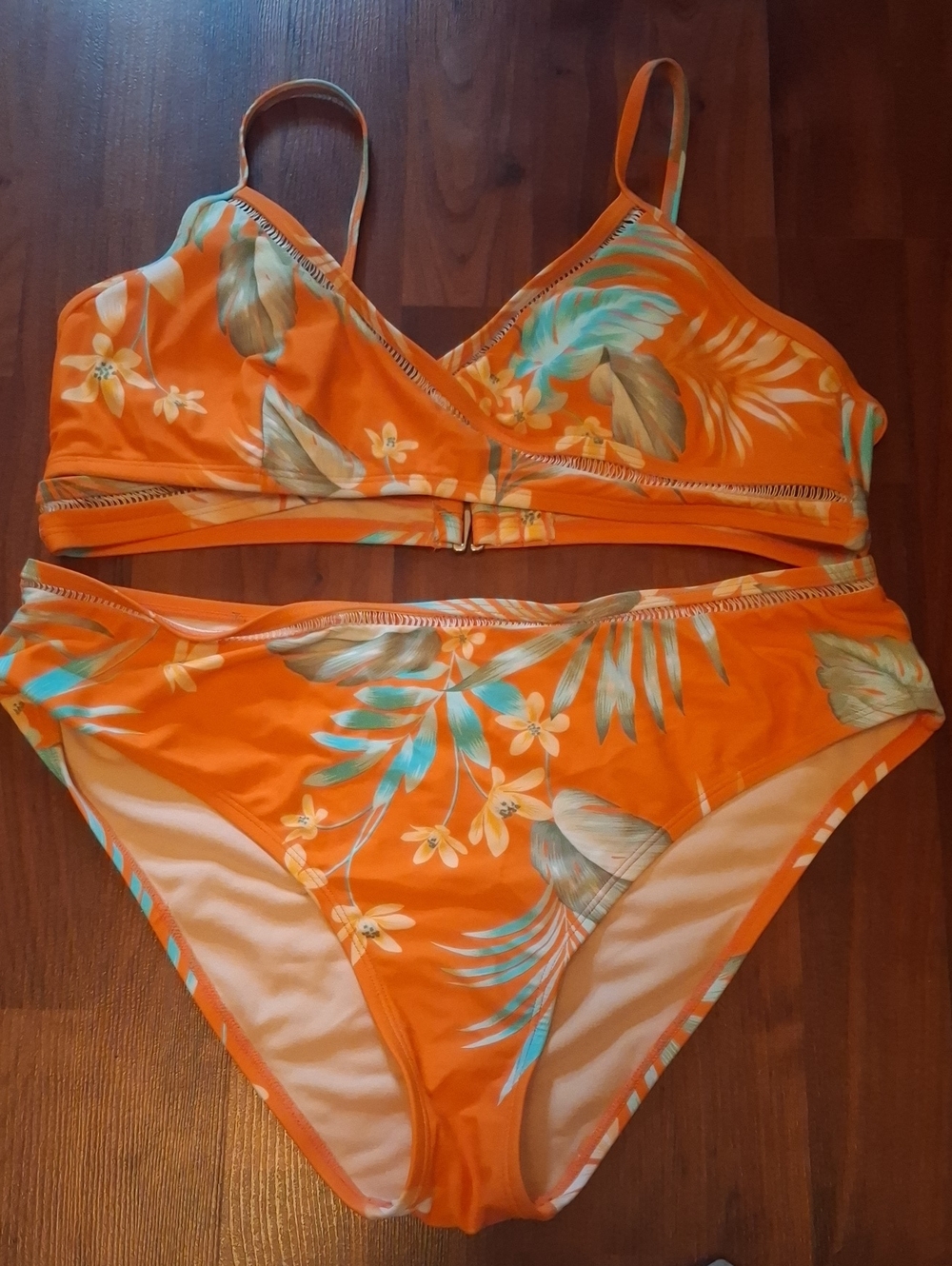 Orange Tropical Floral Women's Bikini Set